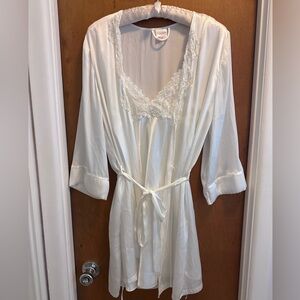 Lace Trim Slip and Robe Set